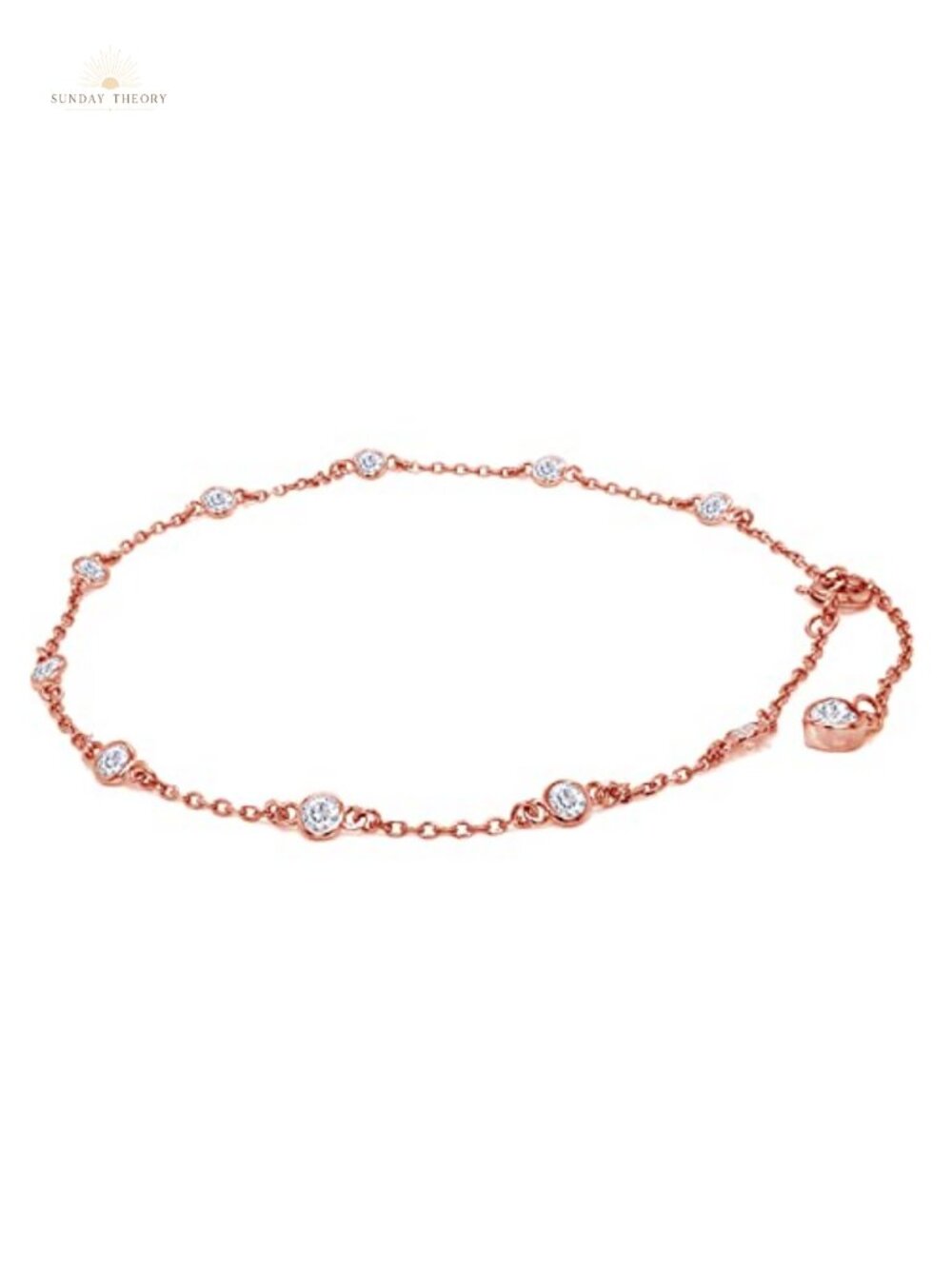 Moissanite Anklet 1 CT Rose Gold Plated Sterling Silver 925